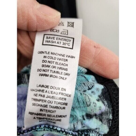 Orientique Naturally Womens Floral Artsy Tunic Top XL Blue Ruffle 3/4 Sleeve - Picture 7 of 9